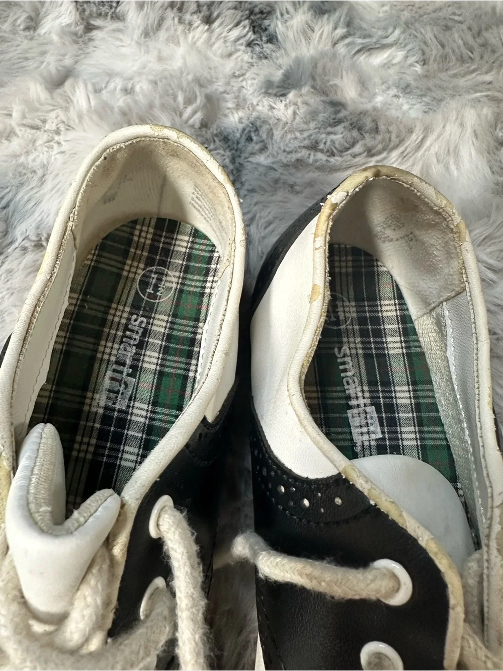 smartfit White and Black Kids Saddle Lace-Up Dress Shoes